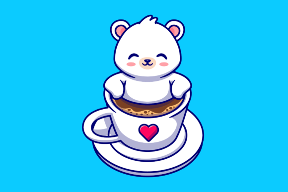 Download Cute Baby Polar Bear in Coffee Cup - Premium Resources