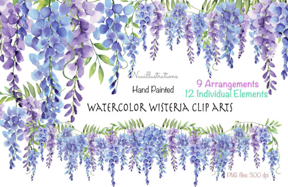 Download Wisteria Watercolor Clip Art - Watercolor clip art Collection