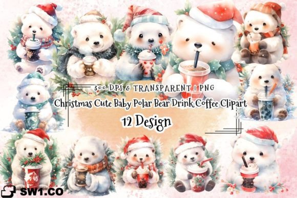 Download Christmas Cute Baby Polar Bear Clipart - Premium Bundle