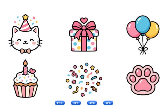 Download Kawaii Birthday Cat Clipart - Premium Resources